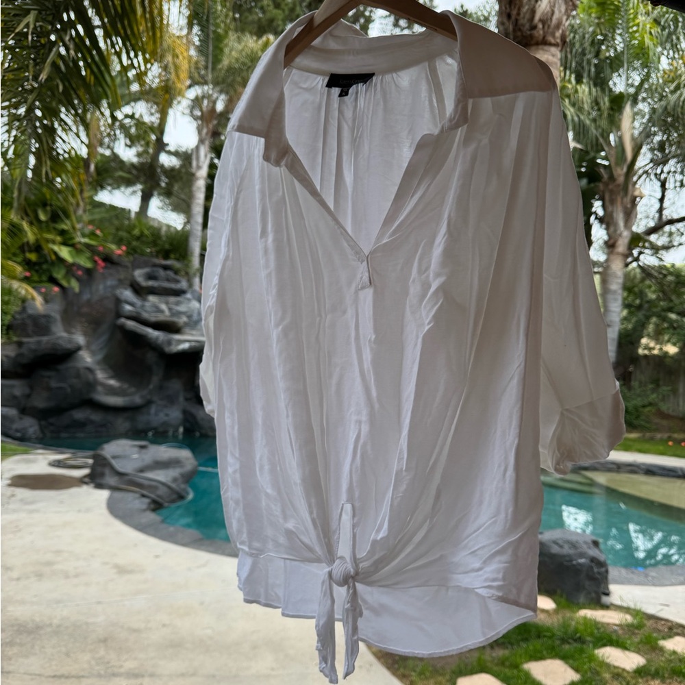 White Tie-Front Blouse